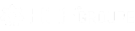 HEF GROUPE logo in white with a gear-like symbol to the left of the text on a transparent background.